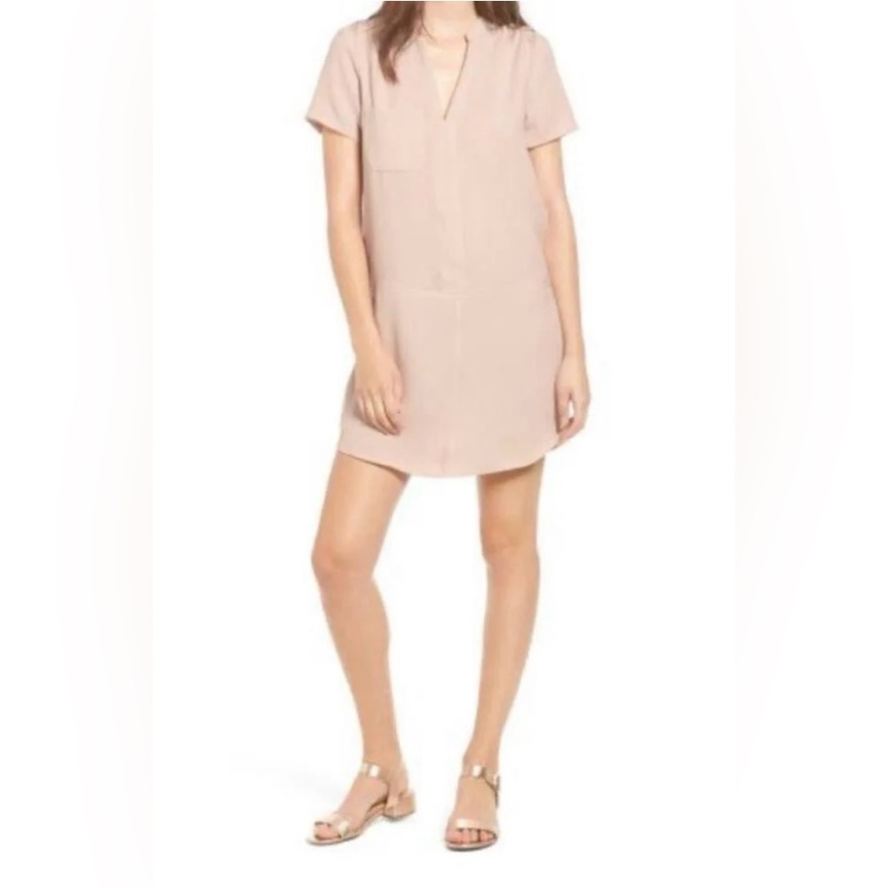 Nordstrom Lush Hailey Crepe Shift Dress in Ecru | Size L